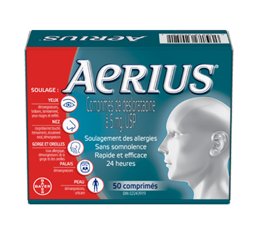 Aerius Allergies Comprimes De Desloratadine 5 Mg 50 Unites Aerius Antihistaminique Comprime Et Capsule Jean Coutu