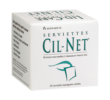 Image 1 du produit Cil-Net - Serviettes nettoyantes pour paupières et démaquillant pour les yeux, 30 unités