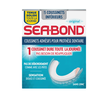 Coussinets adhésifs prothèse dentaire inférieure, 15 unités