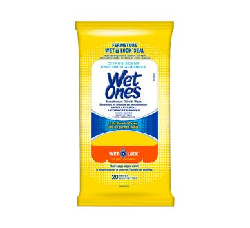 Image 1 du produit Wet Ones - Serviettes antibactériennes pour les mains, 20 unités, parfum d'agrumes