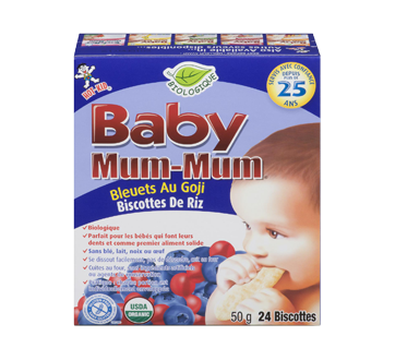 Hot-Kid Baby Mum-Mum biscuits de dentition au riz, 50 g, bleuets et goji biologiques