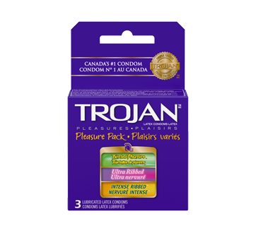 Image 1 du produit Trojan - Plaisirs variés condoms lubrifiés, 3 unités
