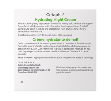Image 2 du produit Cetaphil - Crème hydratante de nuit pour le visage, 48 g