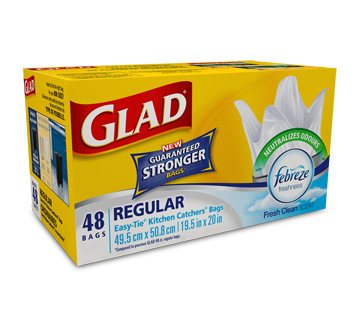 Image 1 du produit Glad - Petits sacs à ordures blancs avec senteur fraîche et propre de Febreze, 48 unités