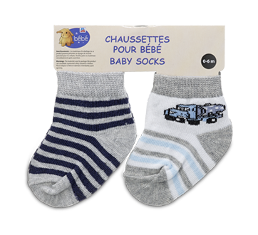 Chaussettes pour bébé, 2 paires, 0 à 6 mois; 6 à 12 mois;