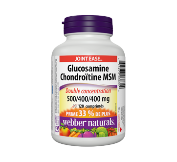 Image du produit Webber Naturals - Glucosamine chondroïtine MSM 500/400/400 mg, 90 unités
