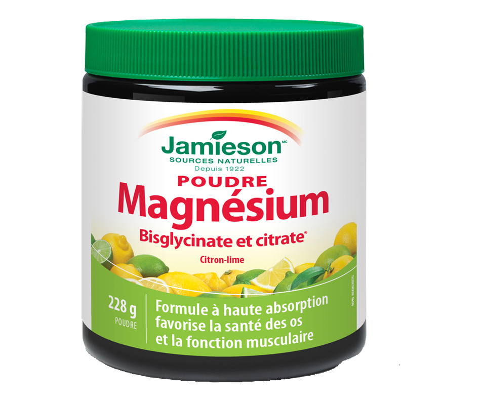 Magnésium mélange à boisson, citron et lime, 228 g Jamieson Tous