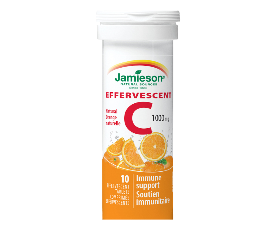 Vitamine C effervescent 1,000 mg, orange, 10 unités Jamieson