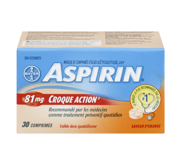 Image 1 du produit Aspirin - Aspirin Croque Action faible dose quotidienne comprimés 81 mg, 30 unités, orange