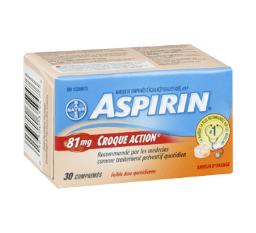 Image 2 du produit Aspirin - Aspirin Croque Action faible dose quotidienne comprimés 81 mg, 30 unités, orange