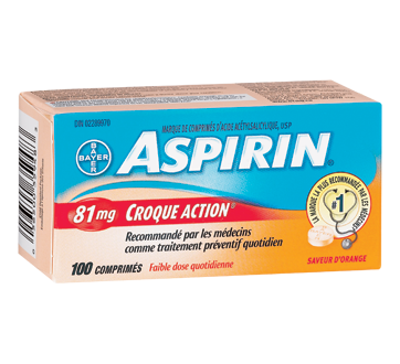 Image du produit Aspirin - Aspirin Croque Action faible dose quotidienne comprimés 81 mg, 100 unités, orange