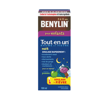 Image 1 du produit Benylin - Benylin Tout-en-Un Rhume et Fièvre formule nuit suspension orale pour enfants, 100 ml