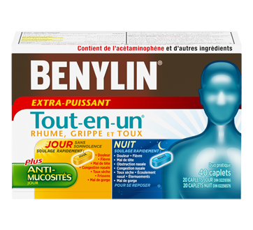 Image du produit Benylin - Benylin Tout-en-Un Rhume et Grippe extra-puissant formules jour/nuit, 40 unités
