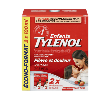 Image 2 du produit Tylenol - Fièvre et douleur suspension orale pour enfants, 2 x 100 ml, petits fruits