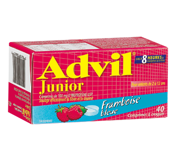 Image du produit Advil - Advil Junior comprimé à croquer, 40 unités, framboise bleue