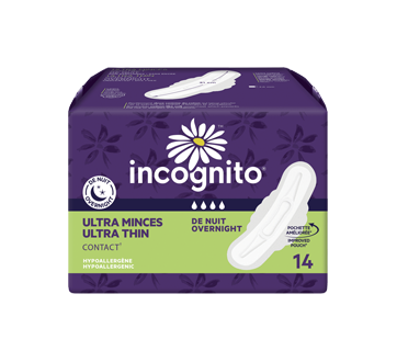 Image du produit Incognito - Contact serviettes ultraminces à rebords, 14 unités, nuit