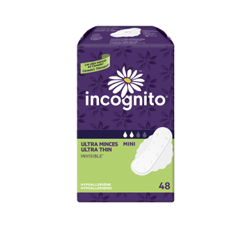 Image du produit Incognito - Mini serviettes ultraminces invisibles à rebords, 48 unités