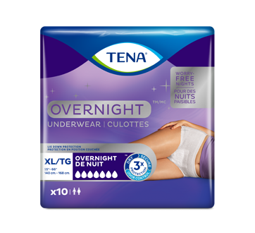 Overnight culottes pour incontinence absorption de nuit, 10 unités, très grand