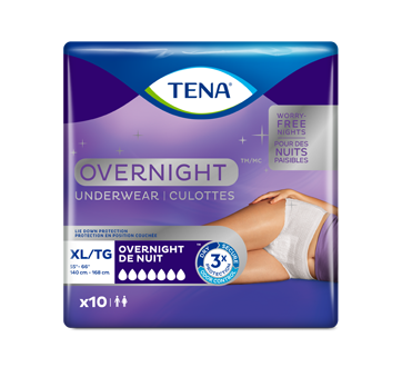 Overnight culottes pour incontinence absorption de nuit, 10 unités, très grand