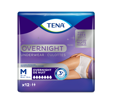 Overnight culottes pour incontinence absorption de nuit, 12 unités, moyen