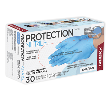 Gants tout-usages jetables Protection - Nitrile, 30 unités, grand/très grand, Bleu