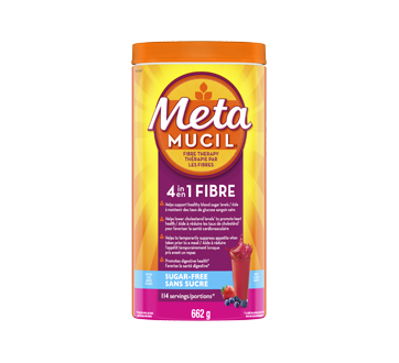 Image du produit Metamucil - Fibres MultiSanté 4 en 1 supplément de fibres en poudre, 662 g, saveur de baies