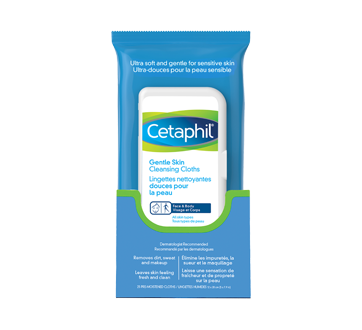 Image 1 du produit Cetaphil - Lingettes nettoyantes douces pour la peau, 25 unités