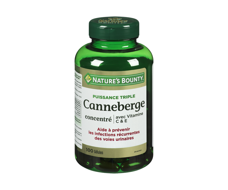 Puissance Triple gélules de canneberge avec vitamines C & E, 100 unités