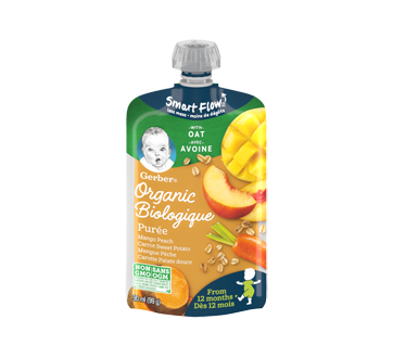 Purée biologique, 99 g, mangue pêche carotte patate douce