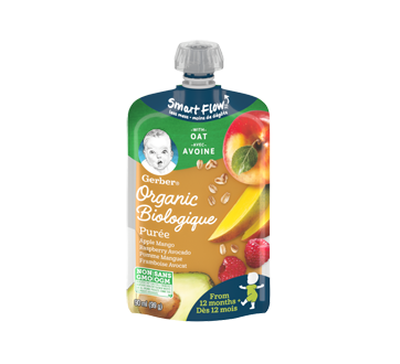 Purée biologique, 99 g, pomme mangue framboise avocat