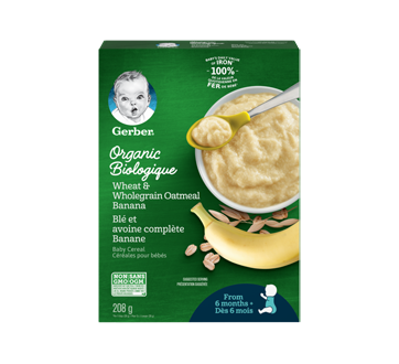 Céréales pour bébés biologique, 208 g, blé et avoine complète banane –  Gerber : Céréale