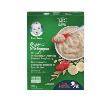 Céréales pour bébés biologique, 208 g, blé et avoine complète banane framboise