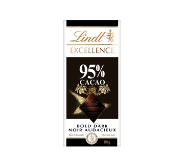 Image du produit Lindt - Excellence barre chocolat 95%, noir audacieux, 80 g