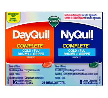 Image du produit Vicks - DayQuil & NyQuil Complete Liquicaps rhume et grippe, 24 unités