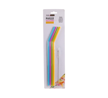 Pailles silicone + brosse, 5 unités