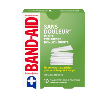 Image du produit Band-Aid - Petites compresses non adhérentes stériles sans douleur, 10 unités