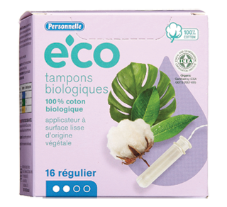 e'co tampons biologiques, régulier, 16 unités