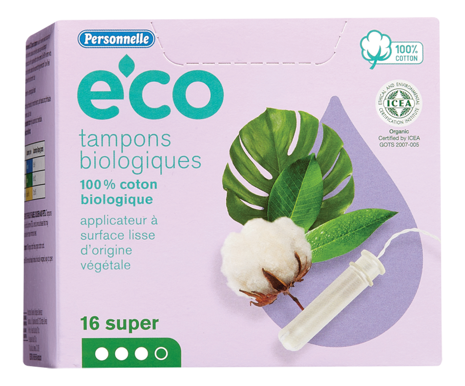 e'co tampons biologiques, super, 16 unités Personnelle Tampon
