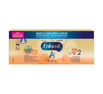 Préparation pour nourrissons Enfamil A+ 2, bouteilles prête à utiliser à la tétine, 18 unités