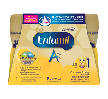 Préparation pour nourrissons Enfamil A+, bouteilles prêtes à utiliser à la tétine, 6 unités
