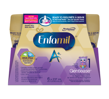 Préparation pour nourrissons Enfamil A+ Gentlease, bouteilles prêtes à utiliser à la tétine, 6 unités