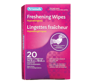 Lingettes fraîcheur hypoallergéniques 14,2 cm x 19,8 cm, 20 unités