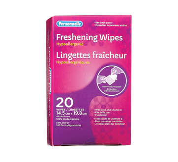 Image du produit Personnelle - Lingettes fraîcheur hypoallergéniques 14,2 cm x 19,8 cm, 20 unités
