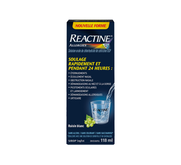 Image du produit Reactine - Reactine allergies solution orale de chlorydrate de cétirizine, 118 ml, raison blanc