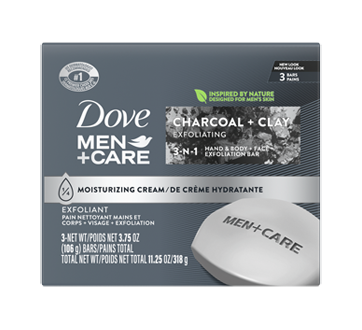Image du produit Dove Men + Care - Pain nettoyant corps + visage, 318 g, charbon et argile