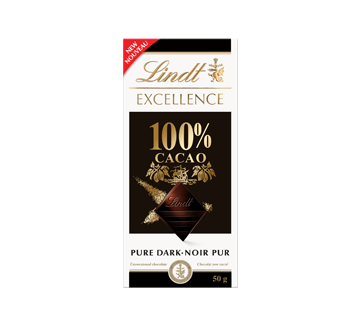 Image du produit Lindt - Excellence chocolat non sucré 100%, noir pur, 50 g