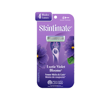 Image 1 du produit Skintimate - Rasoirs jetables pour femmes, 4 unités, fleurs de violette exotique