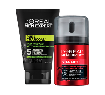 Image 1 du produit L'Oréal Paris - Vita Lift nettoyant pure charcoal + hydratant anti-âge, 100 + 50 ml