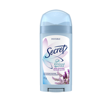 Antisudorifique et désodorisant invisible en bâton pour femmes Secret, 73 g, lavande pureté