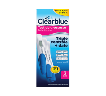 Image du produit Clearblue - Boîte combo tests de grossesse avec triple vérification et date, 3 unités
